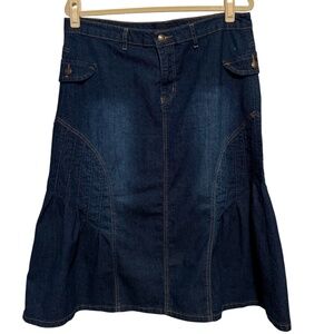 NWT Millie Denim‎ Jean Midi Skirt Flared Size 15/16